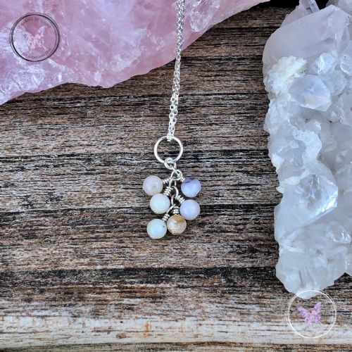 Pink Opal Cluster October Birthstone Necklace